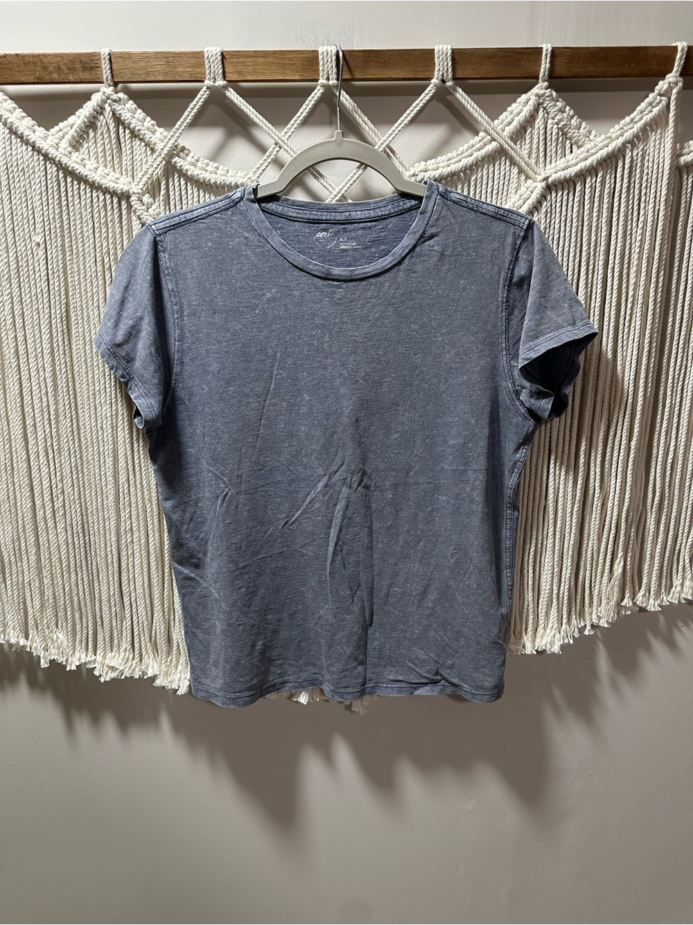 aerie Slate Blue Short Sleeve Crew Neck Tee